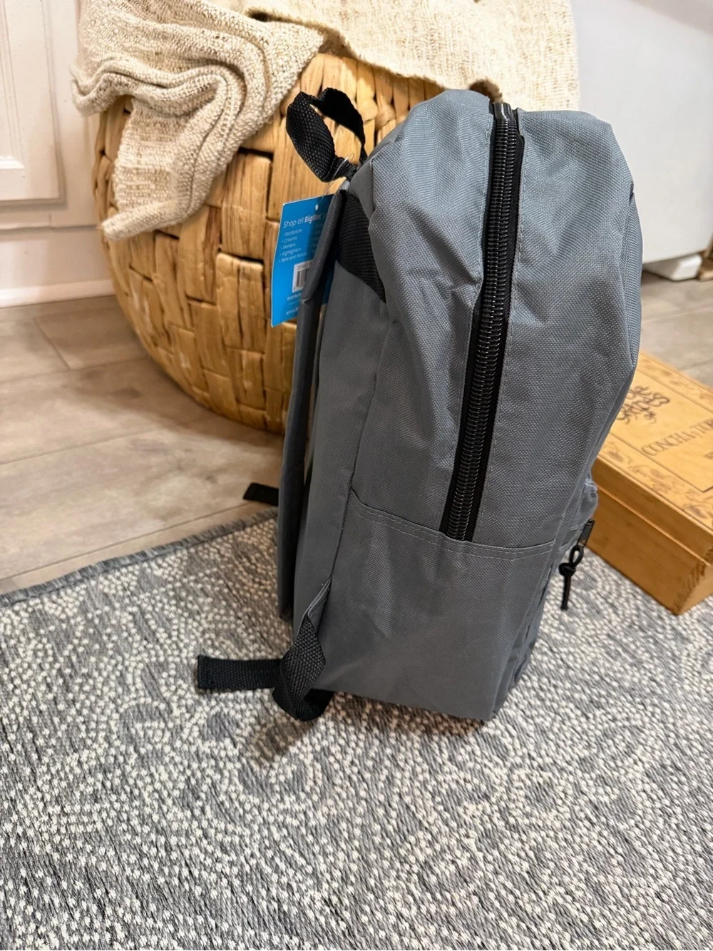 New Kids Gray Everyday Backpack 15” Classic Zip Book Bag with Front Zip Pocket